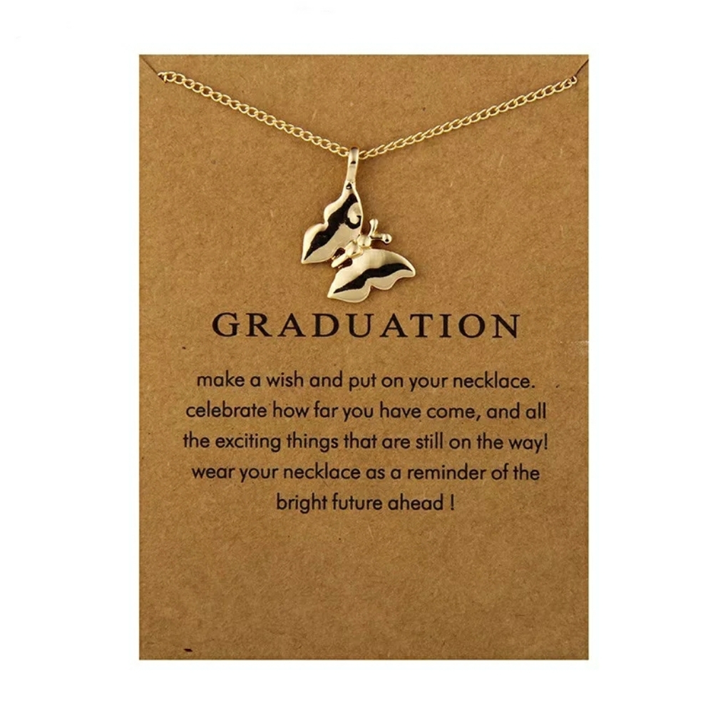 Graduation Butterfly Affirmation Necklace